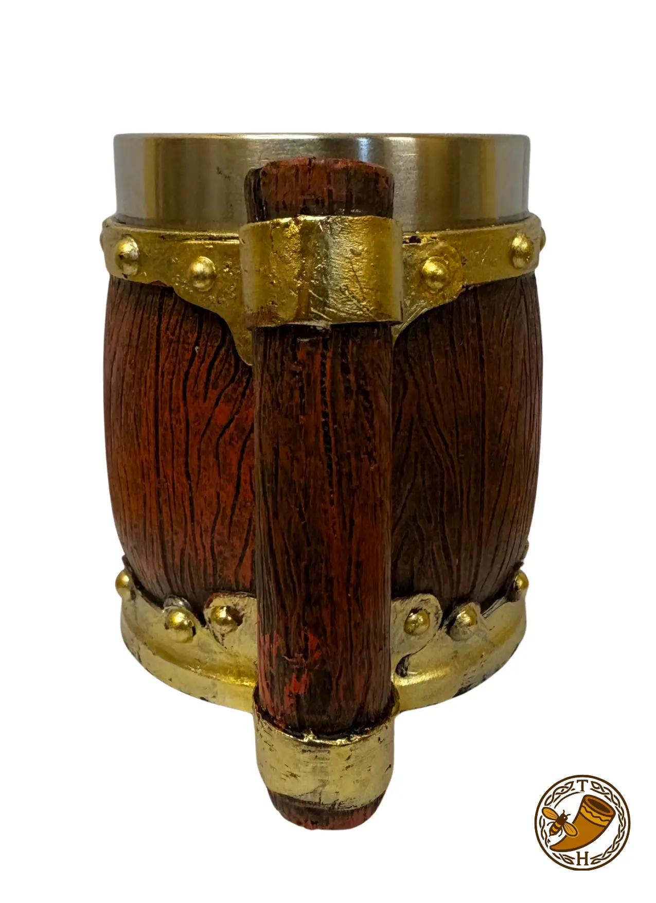 Jarra medieval de madera y detalles dorados 45cl