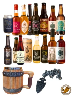 Pack de 15 Hidromieles Artesanales + Jarra Vikinga + colgante vikingo